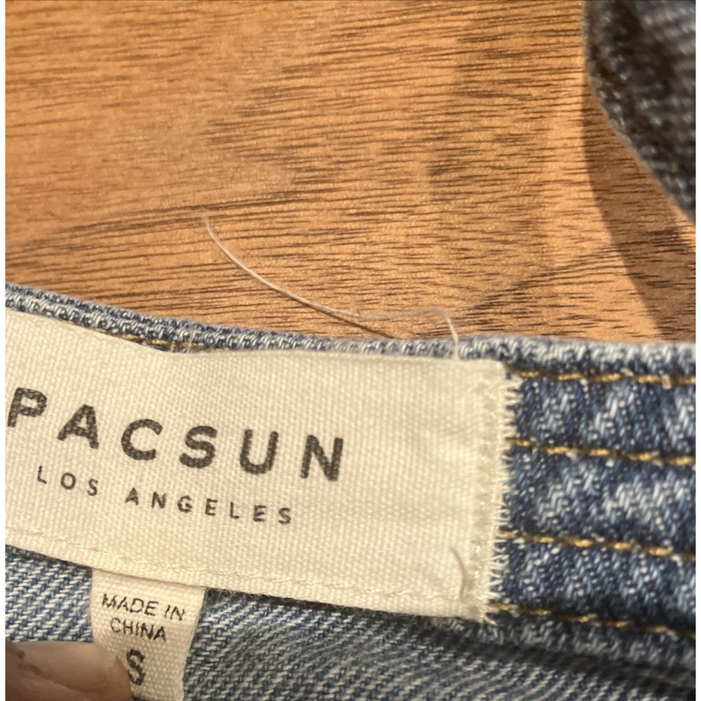 Pacsun Denim Bodycon Dress Womens S Blue Smocked Back Sleeveless Button‎ Front - Picture 3 of 10